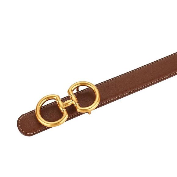 Women Leather Belt For Dresses, Classic Buckle Design Jeans Belt For Pants 6968 - Picture 3 of 5